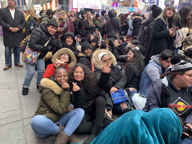 Revelers in Times Square on December 31, 2019.